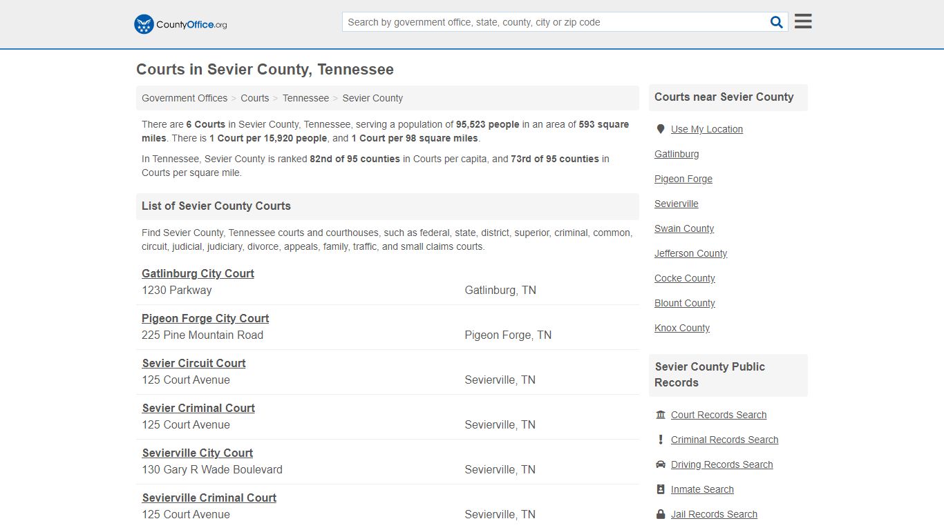 Courts - Sevier County, TN (Court Records & Calendars)